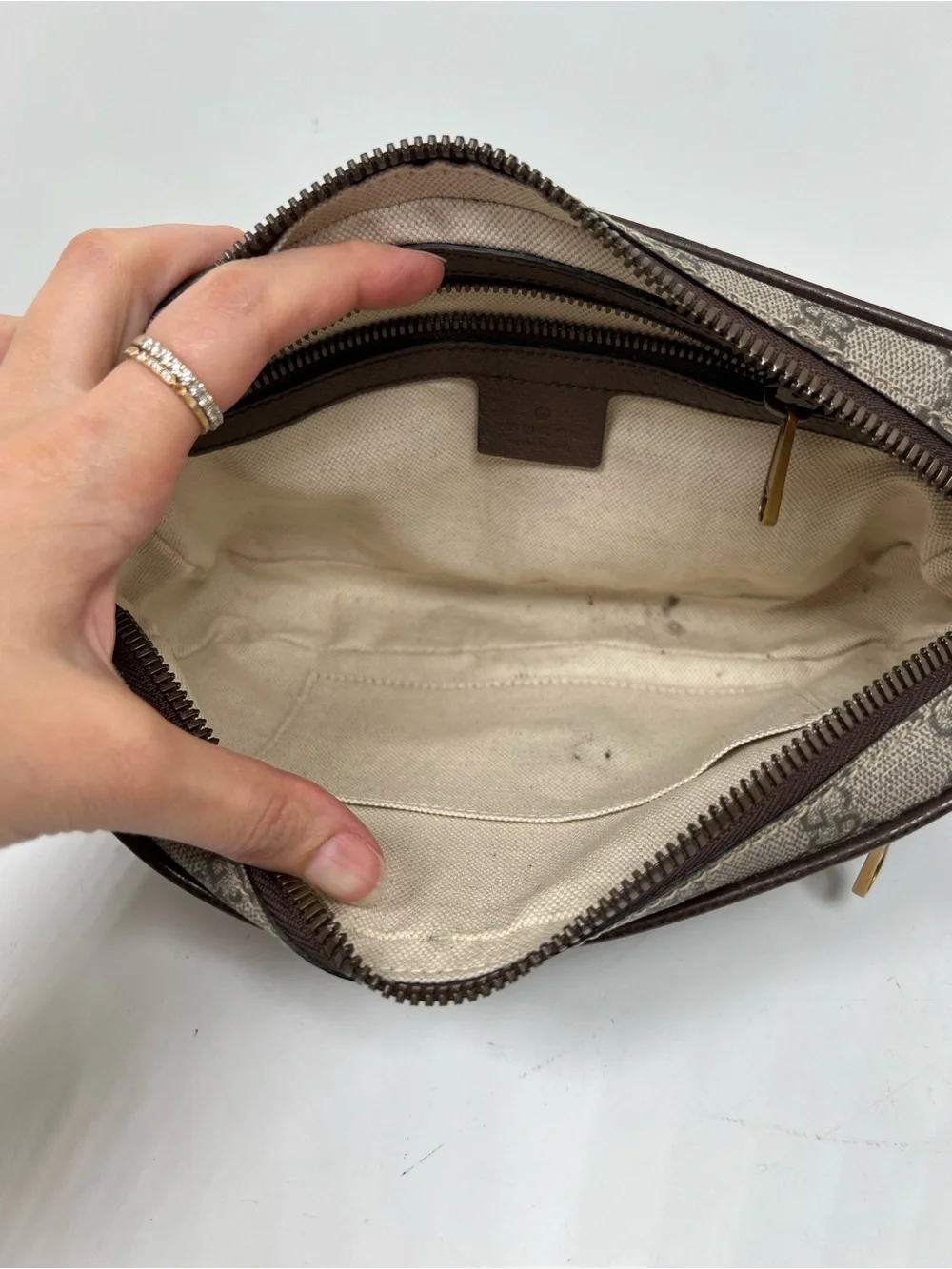 Gucci Soft GG Supreme Monogram Medium Ophidia Belt Bag Dark Brown